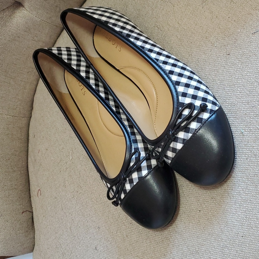 Talbots gingham ballet flats, 6.5